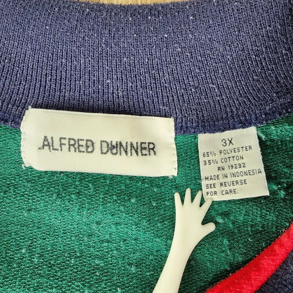 Vintage Alfred Dunner Colorblock Floral Plaid Sweatshirt 3X Red Green Navy